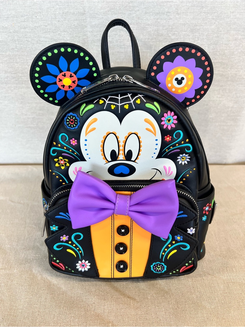 Kids Black Character-Inspired Backpack with Purple Bow Disney